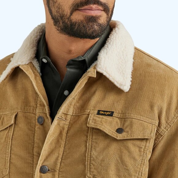 NWT Men's Wrangler Cowboy Cut Sherpa Lined Corduroy Jacket Gift for Him - Picture 4 of 4